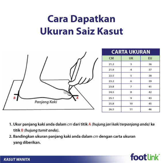 Footlink Health Shoe Measuring Chart